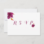 Bordeaux-Hibiskus-Blume - grün Blätter RSVP Karte (Rückseite)