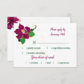 Bordeaux-Hibiskus-Blume - grün Blätter RSVP Karte (Vorne/Hinten)