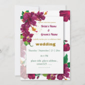 Bordeaux Hibiskus Blume Rose Einladung zur Hochzei (Vorderseite)