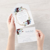 Bordeaux-Hochzeit All In One Einladung (Abreißen)