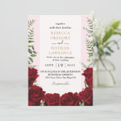 Bordeaux-Hochzeit Einladung (Stehend Vorderseite)