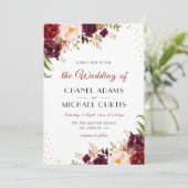 Bordeaux-Hochzeit Einladung (Stehend Vorderseite)