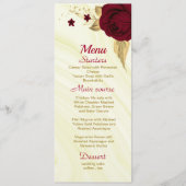 Bordeaux-Hochzeit in Goldflormarmor Menükarte (Vorderseite)