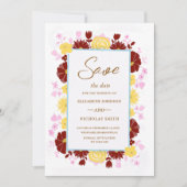 Bordeaux-Hochzeit in Rosa und Gelb Save The Date (Vorderseite)