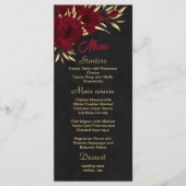 Bordeaux-Hochzeit mit goldenem Gold Menükarte (Vorderseite)
