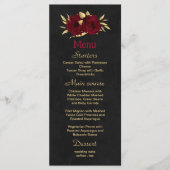 Bordeaux-Hochzeit mit goldenem Gold Menükarte (Vorderseite)