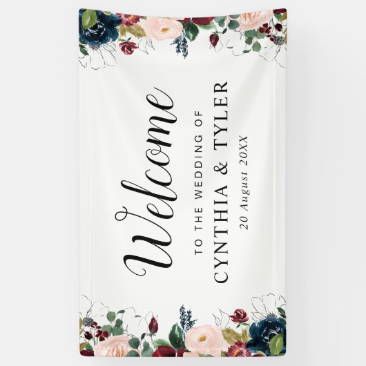 Bordeaux-Hochzeitsfeier Banner (Vertikal)