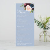 Bordeaux-Hochzeitsmenü Menükarte (Stehend Vorderseite)