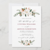 Bordeaux Magnolia Einladung (Vorderseite)