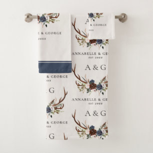 Bordeaux-Marinebar Badhandtuch Set