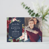 Bordeaux & Marinebrioldhochzeit speichern Sie die Save The Date (Stehend Vorderseite)