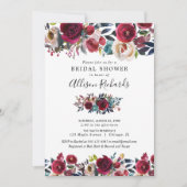 Bordeaux-Marineinfall-Brautparty Einladung (Vorderseite)