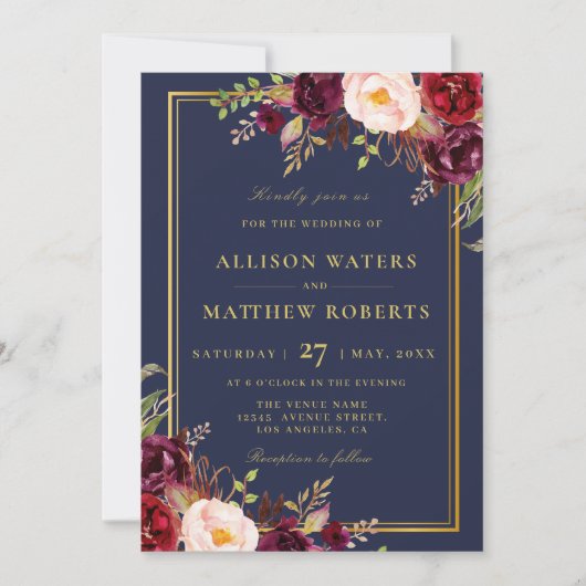 Bordeaux-Marsala Einladung (Vorderseite)