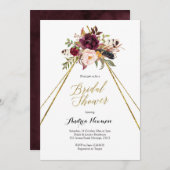 Bordeaux-Marsala-Teepee-Brautdusche Einladung (Vorne/Hinten)