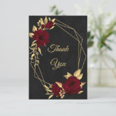 Bordeaux mit Chic und schwarz mit Gold Dankeskarte (Stehend Vorderseite)