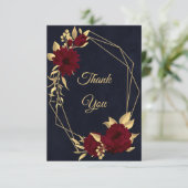 Bordeaux mit Chic und schwarz mit Gold Dankeskarte (Stehend Vorderseite)