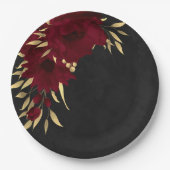 Bordeaux mit Chic und schwarz mit Gold Pappteller (Vorderseite)