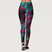 Bordeaux mit gestörtem und kräftigem Zyan in trape Leggings (Rückseite)
