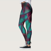 Bordeaux mit gestörtem und kräftigem Zyan in trape Leggings (Links)