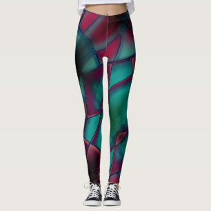 Bordeaux mit gestörtem und kräftigem Zyan in trape Leggings