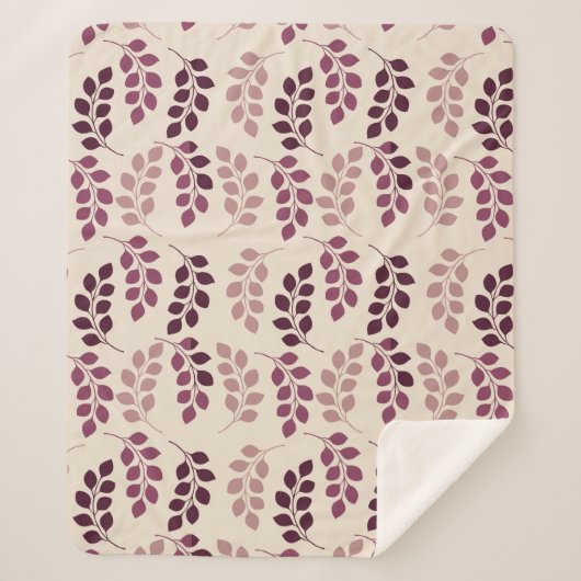 Bordeaux Modern Botanical Japandi Sherpadecke (Vorderseite)