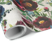 Bordeaux Peonies Blooming Garden Wrapping Pap Geschenkpapier (Rolleneckpunkt)