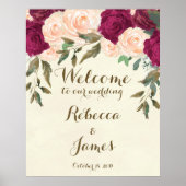 Bordeaux pfirsichfarbenes Begrüßungszeichen Poster (Vorne)