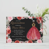 Bordeaux-Prinzessin Quinceanera Einladung (Stehend Vorderseite)