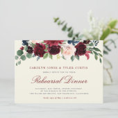 Bordeaux-Probe mit Blumenmotiven Einladung (Stehend Vorderseite)