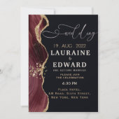 Bordeaux Red Black Wedding Einladungskarte einfach Einladung (Vorderseite)