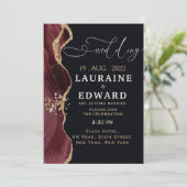 Bordeaux Red Black Wedding Einladungskarte einfach Einladung (Stehend Vorderseite)