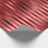 Bordeaux Red Stripes Lines Monochrom Geschenkpapier (Ecke)