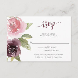 Bordeaux Rosa Blütenfarbe Hochzeit RSVP Begleitkarte