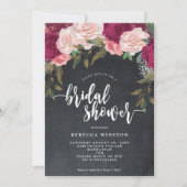 Bordeaux-Rosa-Brautparty Einladung (Vorderseite)