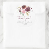 Bordeaux Rosa rustikale Gastgeschenk Hochzeit Runder Aufkleber (Tasche)