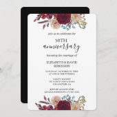 Bordeaux Rose Black 50. Jubiläumshochzeit Einladung (Vorne/Hinten)