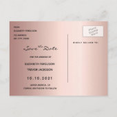 Bordeaux-Rose Save the Date Hochzeitgold Ankündigungspostkarte (Rückseite)