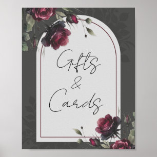 Bordeaux rote Rosen Blumen Geschenke & Karten Tisc Poster
