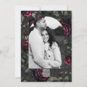 Bordeaux Rote Rosen Schadowy Gray Floral Bridal Einladung (Rückseite)