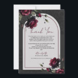 Bordeaux-Rote Rosen Schadowy-Hochzeit Einladung<br><div class="desc">Dankeskarte. Karo anderer Artikel in dieser passenden Suite.</div>