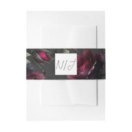 Bordeaux-Rote Rosen Schadowy-Hochzeit Einladungsbanderole