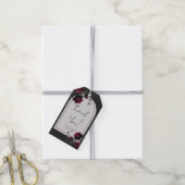 Bordeaux-Rote Rosen Schadowy-Hochzeit Geschenkanhänger (Mit Garn)