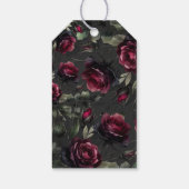 Bordeaux-Rote Rosen Schadowy-Hochzeit Geschenkanhänger (Rückseite)