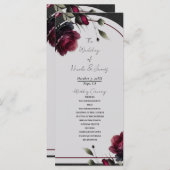 Bordeaux-Rote Rosen Schadowy-Hochzeit Programm (Vorne/Hinten)