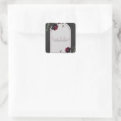 Bordeaux-Rote Rosen Schadowy-Hochzeit Quadratischer Aufkleber (Tasche)