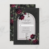 Bordeaux-Rote Rosen Schadowy-Hochzeit RSVP Karte (Vorne/Hinten)