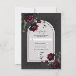 Bordeaux-Rote Rosen Schadowy-Hochzeit RSVP Karte