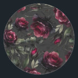 Bordeaux-Rote Rosen Schadowy-Hochzeit Runder Aufkleber<br><div class="desc">Anpassen mit jedem Text.</div>