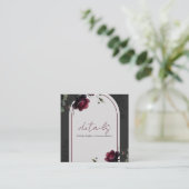 Bordeaux-Rote Rosen Schattengrau-Blumendetails Quadratische Visitenkarte (Stehend Vorderseite)