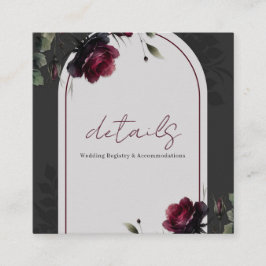 Bordeaux-Rote Rosen Schattengrau-Blumendetails Quadratische Visitenkarte